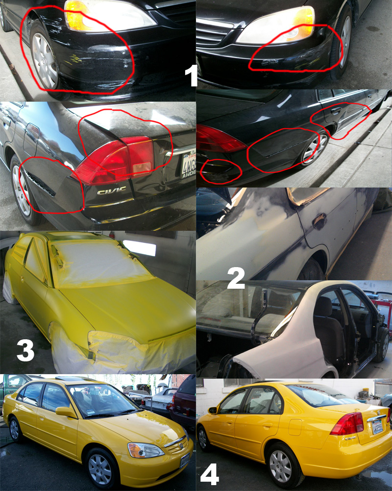 2002 Honda Civic: from Scratched Black to Yellow Beauty